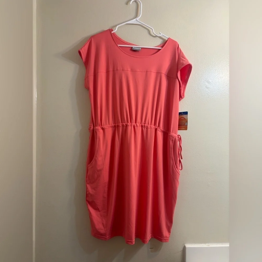 Columbia Women Dress Mini Summer Lightweight Stretch Salmon Pink Size XL